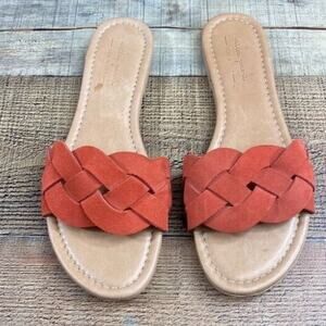 Mila Paoli Braided Suede Leather Flat Sandals
Coral Orange Size 7.5